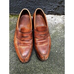 Bontoni Italian Loafers 11.5 SAVARESE Tan Pebble Leather Business Luxury Work